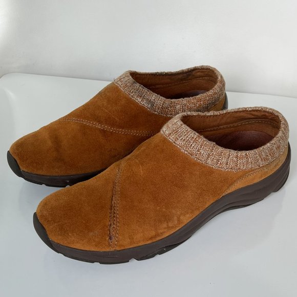 Vionic Arbor Water Resistant Brown Saddle Suede Clogs Slip On Shoes Size 10 - Picture 3 of 12